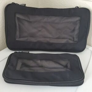 Monos Compression Packing Cubes Set of 2 Black Travel Luggage Organizers Mesh